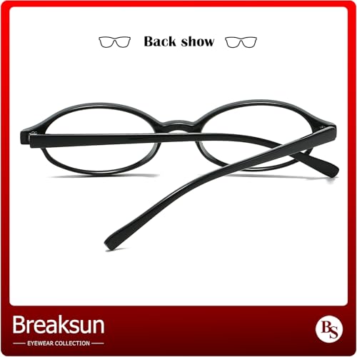Breaksun Retro Small Oval Glasses for Women Men 90s Small Face Blue Light Eyeglasses Cosplay Y2K Fake Glasses (Black) - Image 5