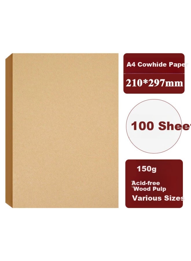Yuzijian A4 Kraft Paper 150g Thickened, Kraft Paper Cover, Kraft Printing Paper, Voucher Cover Paper, Kraft Cardstock Book Cover Paper, Packaging Paper, Drawing Paper, 100 Sheets, 1235 - Image 1