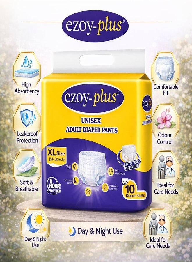 Ezoyplus Adult Diaper Pants XL Size (120-170 cm Waist) | Pull-Up Style | Leakproof | High Absorbency | Comfortable Fit | 10 Pieces - Image 2