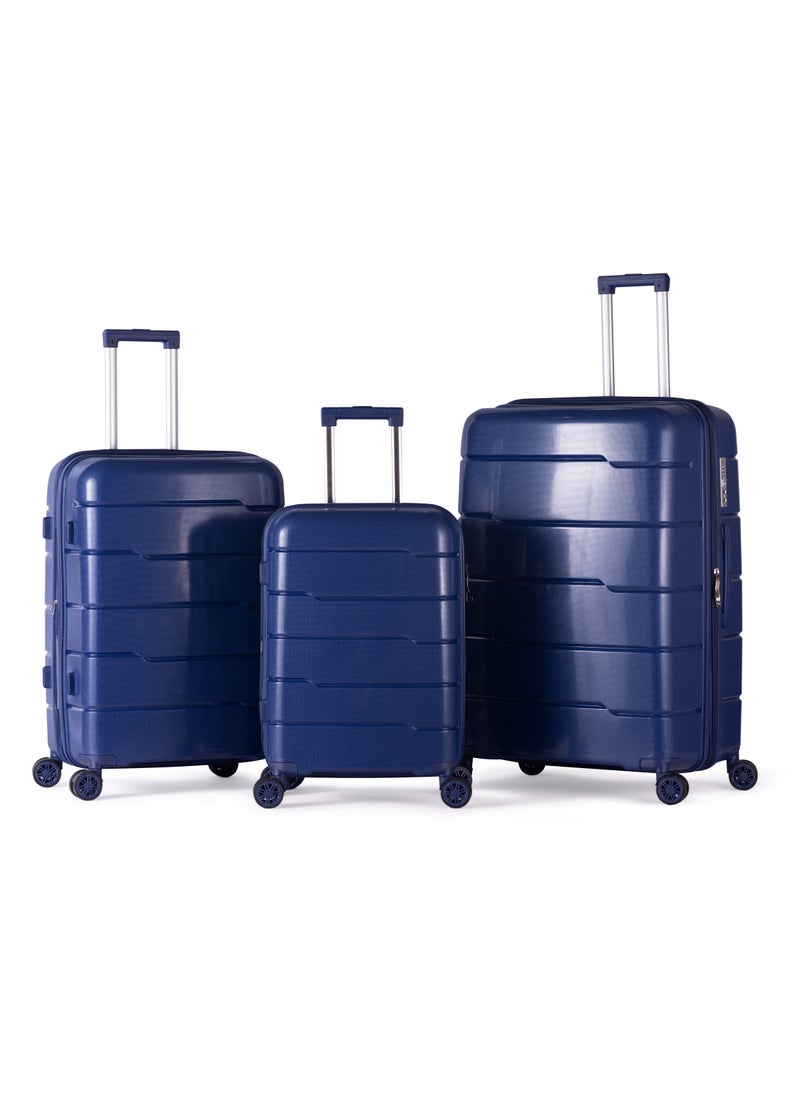 MUSSELZ KILIMANJARO - Complete Luggage Set 3 Piece -UNBREAKABLE PP(Blue)  - Image 1