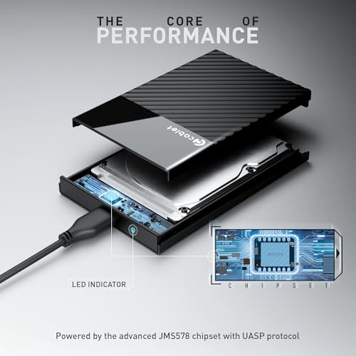 Cablet 2.5 Inch SATA USB 3.0 HDD/SSD 5Gbps Speed Portable External Enclosure for 7mm and 9.5mm, Tool-Free Design, Supports UASP Max 6TB - Image 3