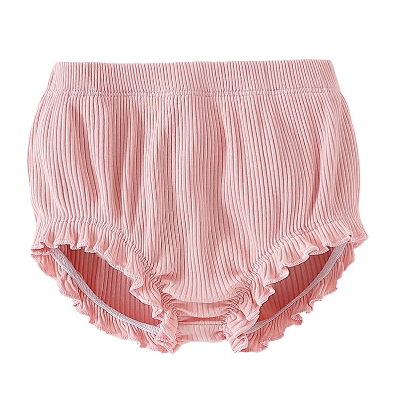 SOBOWO 3-Pack Bloomers for Baby Girls Diaper Covers Ribbed Ruffle Solid Triangle Baby Girl Shorts Summer Toddler Underwear(Rose/Pink/White, 6-9 Months) - Image 4