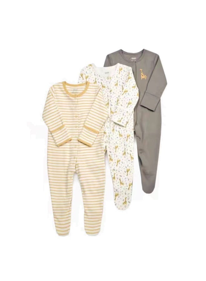 Spring and Autumn Infant Jumpsuit Set - 3 Pieces