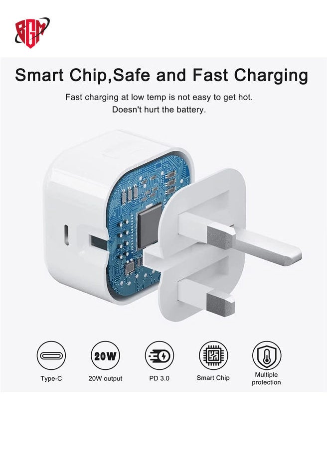 BGM - 1Pack iPhone USB C Fast Charger, [Apple MFi Certified] 20W PD Type C Power Block Wall Charger Plug Adapter with 6.6FT USB-C to Lightning Cable Compatible with iPhone 14 PRO MAX - Image 1