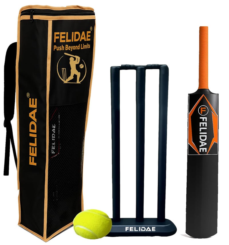 FELIDAE (Size – 3) Cricket Bat Set for Boys Age 6-10 | Size 3 Plastic Bat with Ball & Wicket Set | Outdoor Cricket Kit for Children | Lightweight Bat and Ball for Garden, Beach, Backyard Play - Image 1