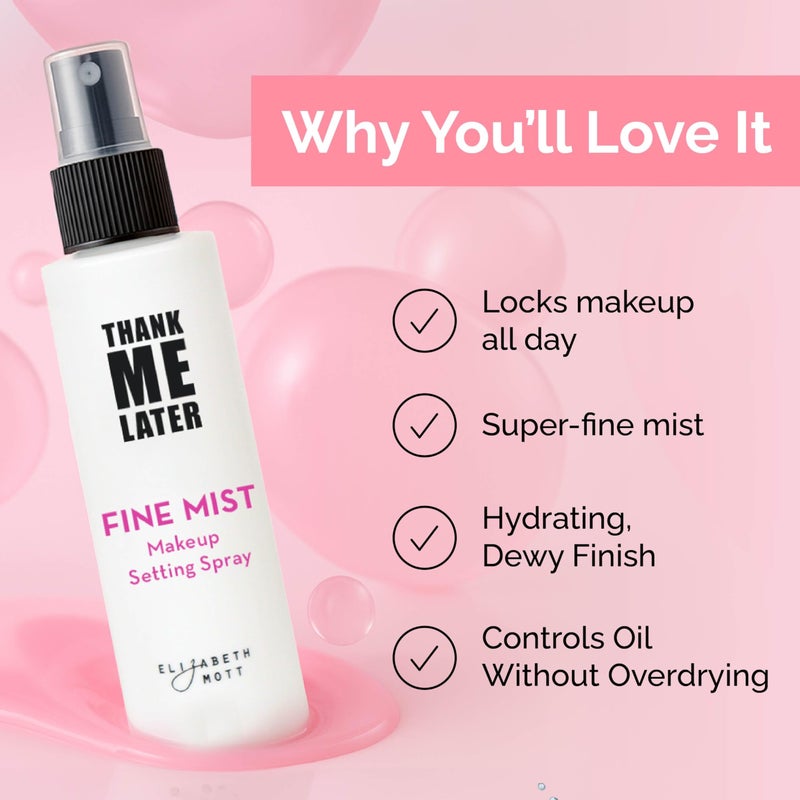 Elizabeth Mott Thank Me Later 3-in-1 Dewy Makeup Setting Spray - Hydrating & Long-Lasting Fine Mist with Niacinamide for Radiant, Glowy Skin - Lightweight, Oil-Free & Cruelty-Free Formula, 95 mL - Image 3