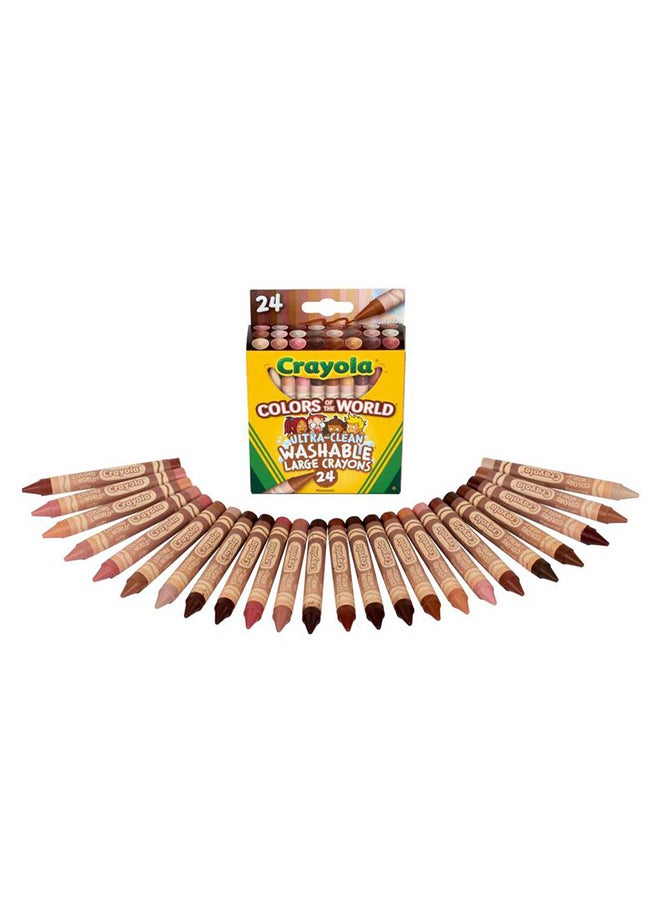Crayola 24 CountLarge Ultra-Clean Washable Crayons, Colors of the World - Image 2