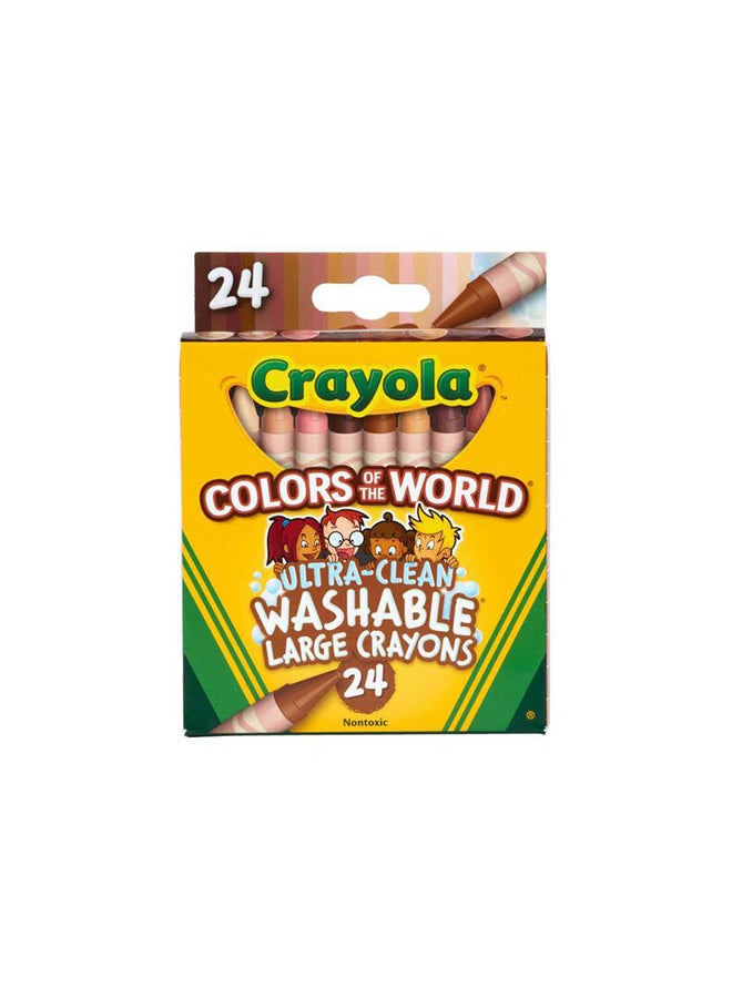 Crayola 24 CountLarge Ultra-Clean Washable Crayons, Colors of the World - Image 1