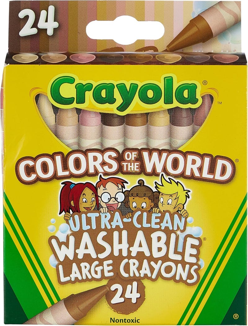 Crayola 24 Ct Large Ultra-Clean Washable Crayons, Colors of the World - Image 1