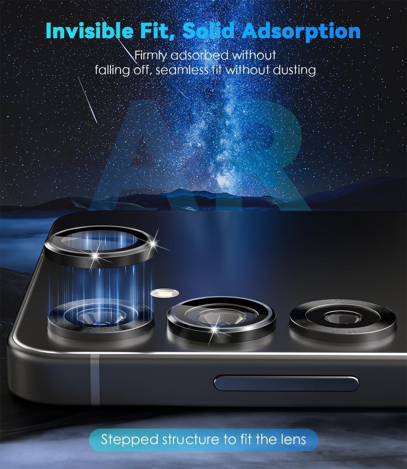 ZARALA Camera Lens Frame Glass Compatible with Samsung Galaxy S25 FE 5G Tempered Glass Aluminum Alloy Frame Individual Camera Lens Protector Cover (Galaxy S25 FE 5G, Black) - Image 5