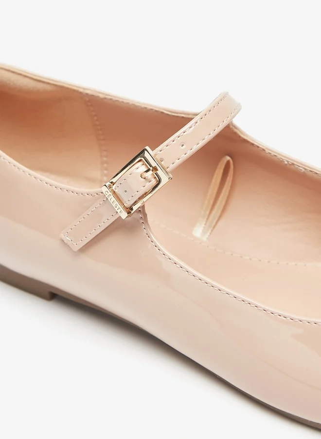 سيليست Women's Solid Ballerina Shoes with Buckle Closure