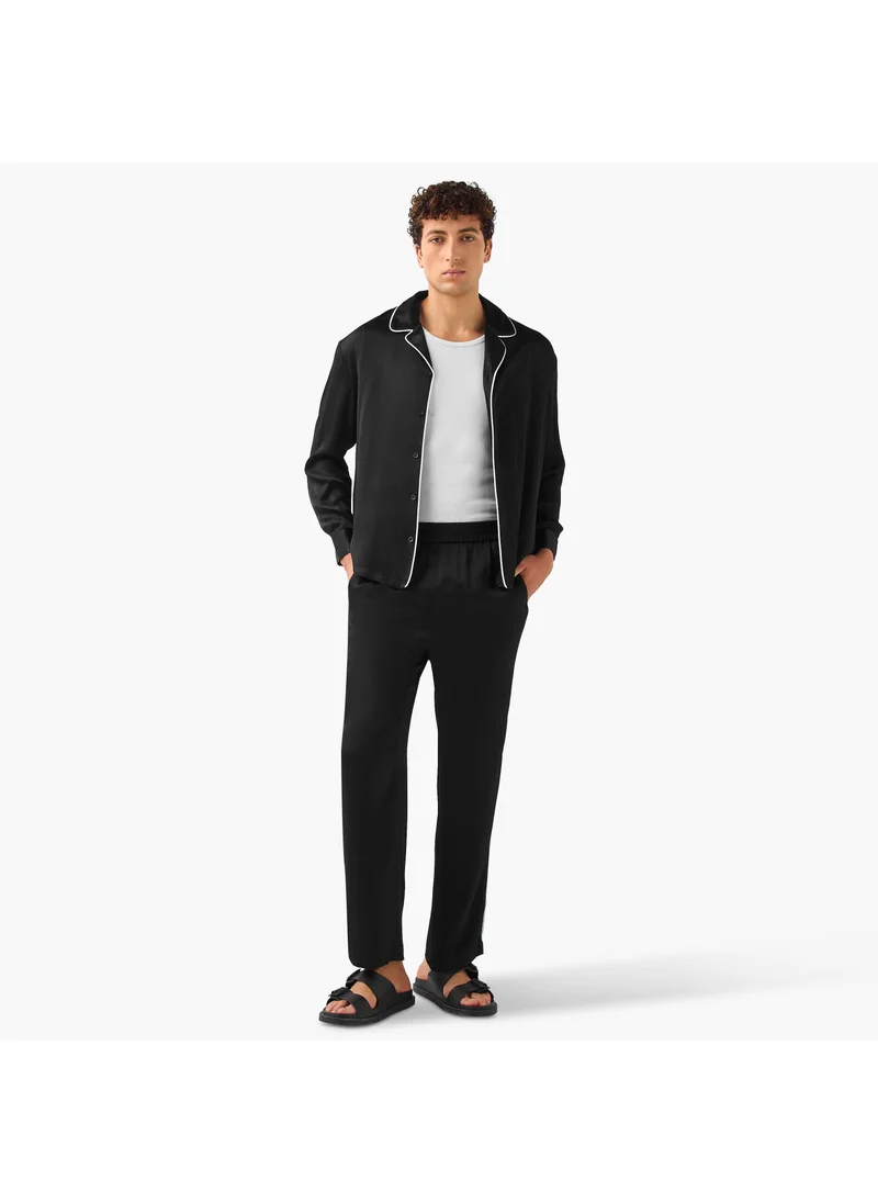 ايكونيك Iconic Piped Lounge Pants with Flexi Waist and Pockets
