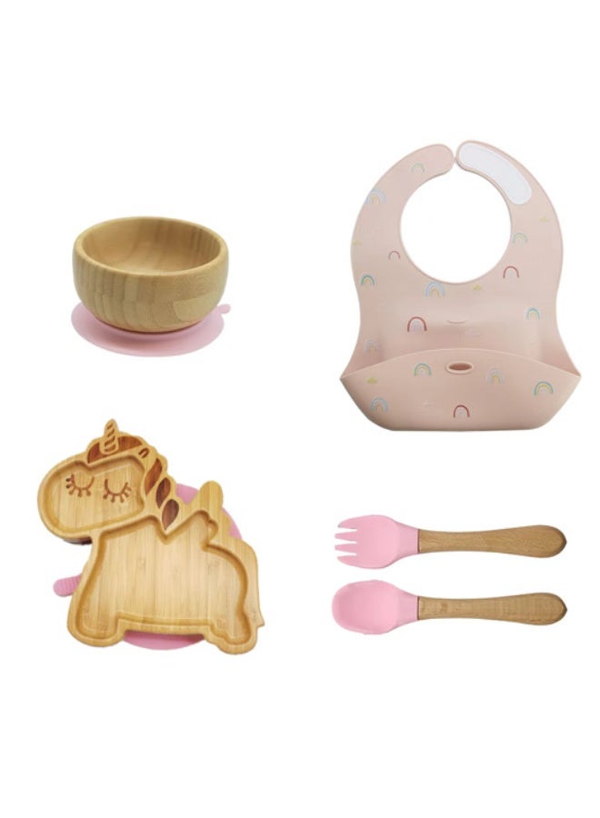 NENES Bamboo and silicone baby feeding set, BLW, newborn gift, baby, toddler (Unicorn) - Image 1