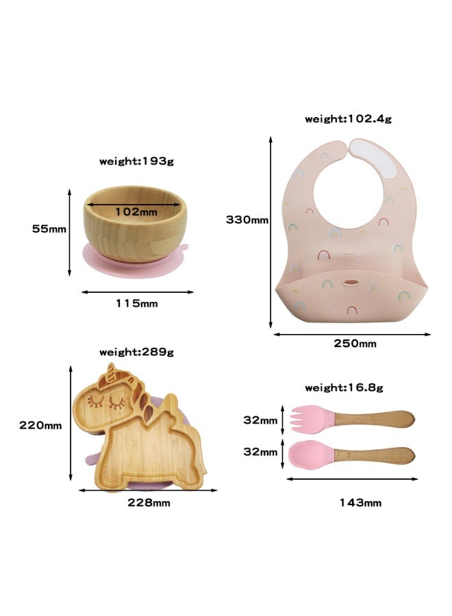 NENES Bamboo and silicone baby feeding set, BLW, newborn gift, baby, toddler (Unicorn) - Image 5