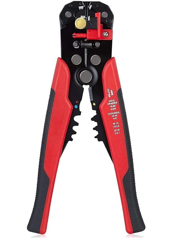 PROMASS promass Multifunctional Cable Wire Stripper Cutter, Crimping Stripping Plier Tool, Self-adjusting 8" Automatic Wire Stripper/Cutting Pliers Tool for Wire Stripping, Cutting, Crimping (Red)  - Image 1