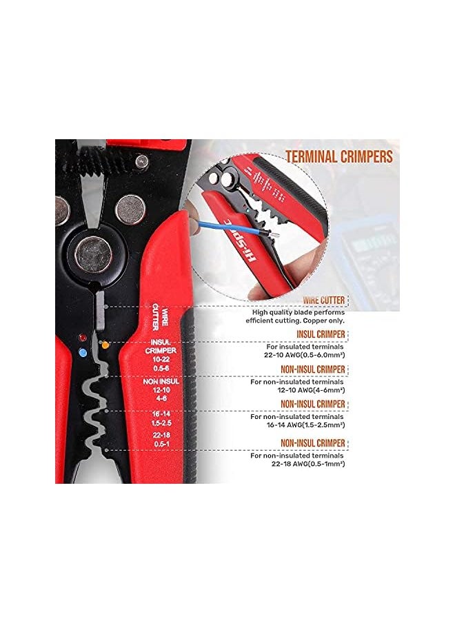 PROMASS promass Multifunctional Cable Wire Stripper Cutter, Crimping Stripping Plier Tool, Self-adjusting 8" Automatic Wire Stripper/Cutting Pliers Tool for Wire Stripping, Cutting, Crimping (Red)  - Image 3