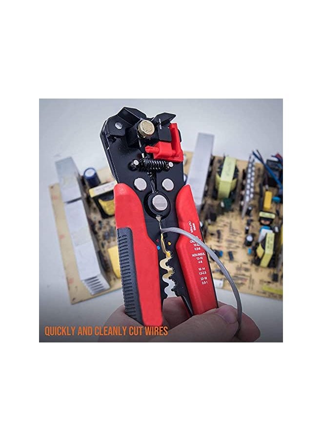PROMASS promass Multifunctional Cable Wire Stripper Cutter, Crimping Stripping Plier Tool, Self-adjusting 8" Automatic Wire Stripper/Cutting Pliers Tool for Wire Stripping, Cutting, Crimping (Red)  - Image 5