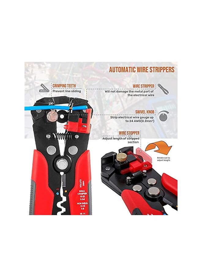 PROMASS promass Multifunctional Cable Wire Stripper Cutter, Crimping Stripping Plier Tool, Self-adjusting 8" Automatic Wire Stripper/Cutting Pliers Tool for Wire Stripping, Cutting, Crimping (Red)  - Image 2