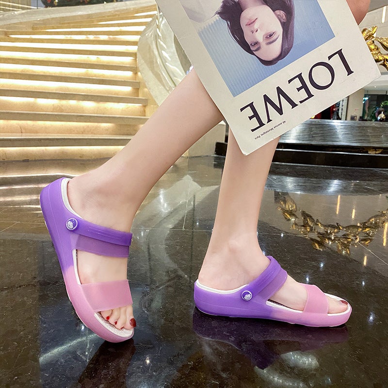 Women'S Slippers Plastic Sandals Women'S Summer Outer Wear Crystal Toe-Toe Clogs Rainy Day Two-Wear Sandals - Image 4