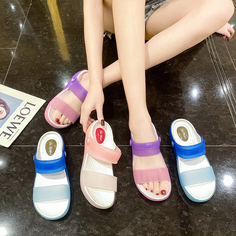 Women'S Slippers Plastic Sandals Women'S Summer Outer Wear Crystal Toe-Toe Clogs Rainy Day Two-Wear Sandals - Image 5