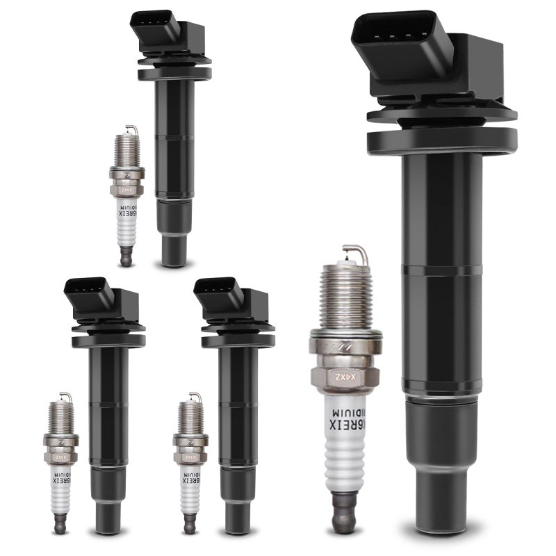 X4XZ UF333 Ignition Coil Packs & 7092 Double Iridium Spark Plug Compatible with 2001-2012 Toyota Camry Corolla RAV4 Solara Matrix Highlander Lexus HS250h Scion xB TC C1330 - Image 1