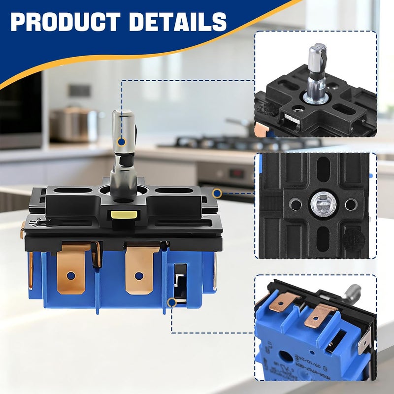BTNTVEN مفتاح التحكم في عنصر السطح للفرن WB24X25013 متوافق مع أفران جي إي الكهربائية، يستبدل 191D4774P005، AP5999509، 4464832، PS11729102 - مفتاح تحكم لانهائي لـ JB6، JB7، JB8، JBS، JS6، JS7 - Image 3
