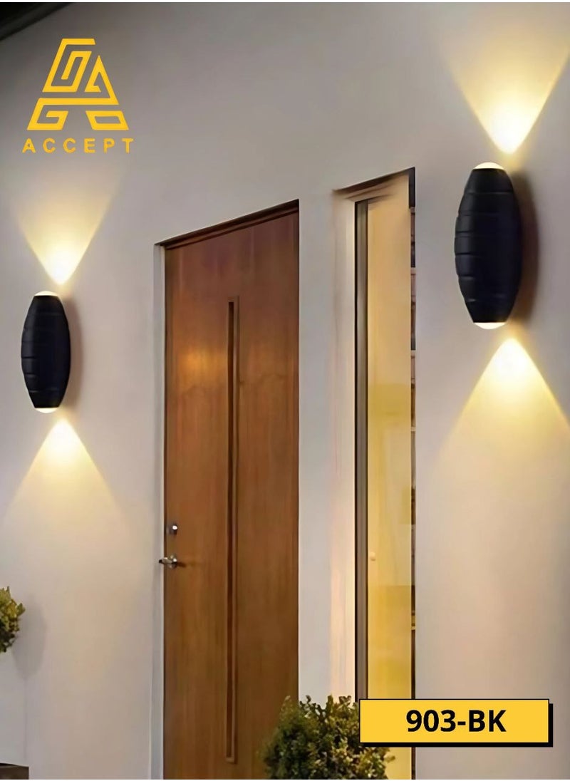 BAB 3W Double Wall Outdoor Wall Lamp Oval Shape Yellow Lighting Color  - Image 1