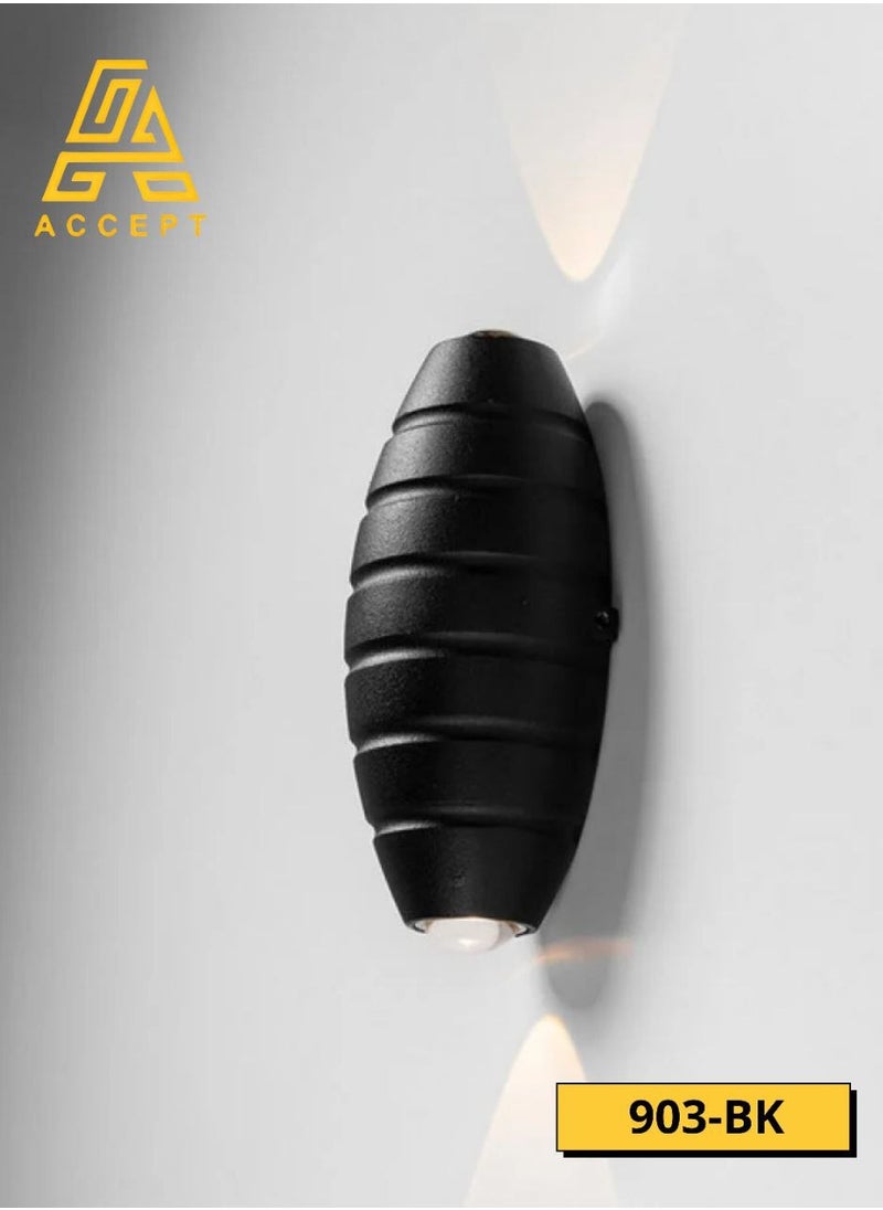 BAB 3W Double Wall Outdoor Wall Lamp Oval Shape Yellow Lighting Color  - Image 2