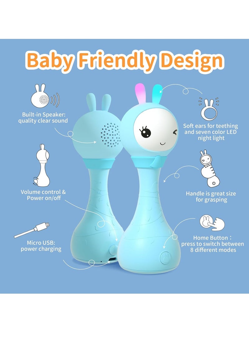 alilo Talking & Singing Yoyo Bunny | Musical Edutainment | Mimics Voices | 90+ Audio Learning | Silicon Teether | Shake & Tell | Rattle, Music & Glowing Lights | USB Recharge | Safe & Durable | Blue - Image 2