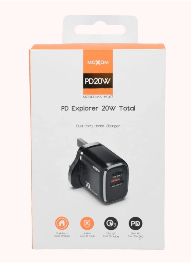 MOXOM PD Explorer 20W Dual Ports Fast Home Charger  - Image 4