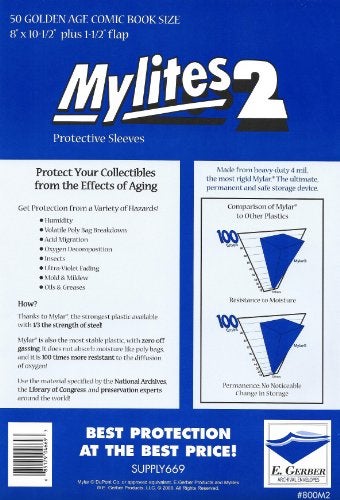 E. Gerber Mylites 2 Mil Comic Book Golden Age Size 8" x 10 1/2" Plus 1-1/2" Flap Pack of 50 - Image 4