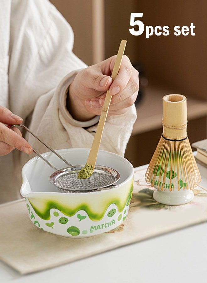 يدمال ماتشا خفقت مجموعة مع ماتشا السلطانية للنساء الرجال صديقة المنزل المطبخ (الأخضر) - Image 1