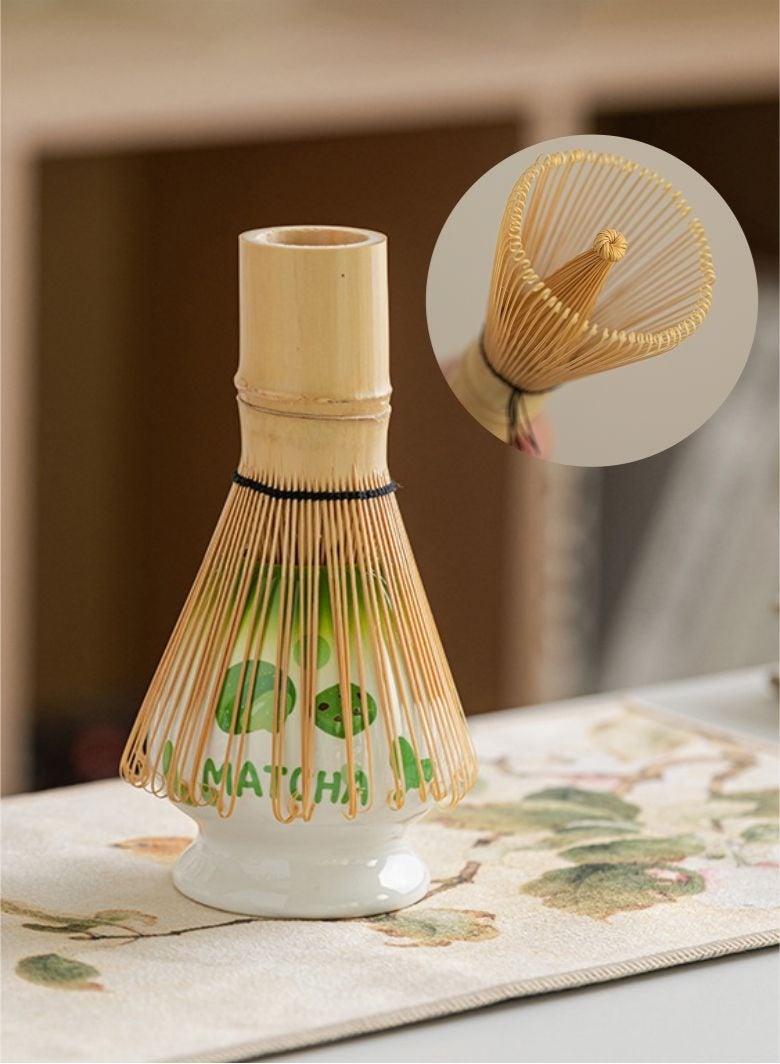 YEADMAL Matcha Whisk Set with Matcha Bowl, Matcha Bamboo Whisk, Scoop, Sifter, Matcha Whisk Holder Unique Gifts for Women Men Girl Friend Home Kitchen(Green) - Image 3
