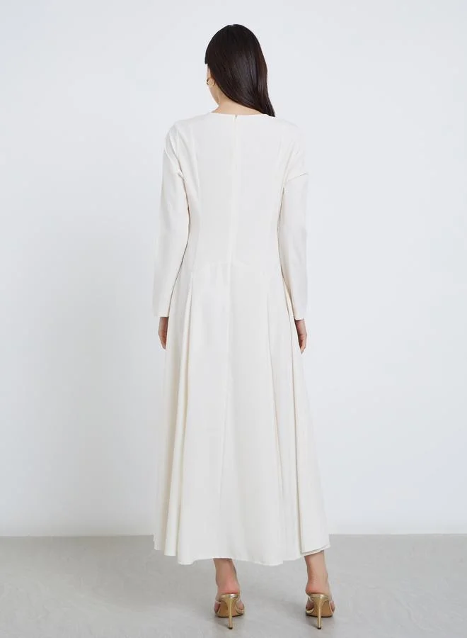 تايك تو Take Two Solid Round Neck A-Line Maxi Dress
