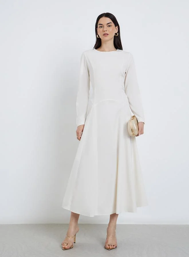 تايك تو Take Two Solid Round Neck A-Line Maxi Dress