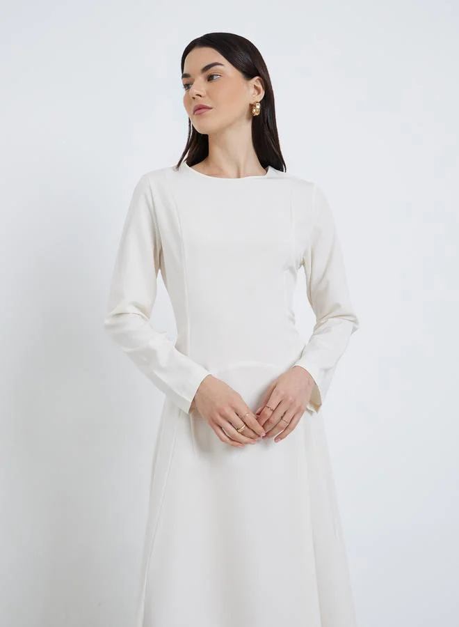Take Two Take Two Solid Round Neck A-Line Maxi Dress