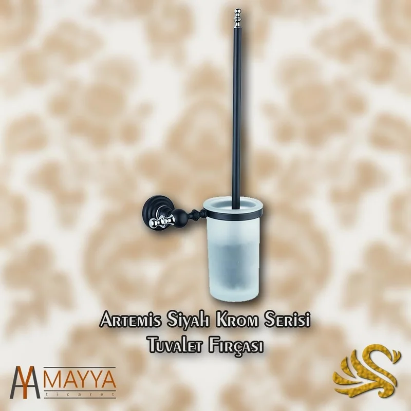 Saray Banyo Saray Bathroom Artemis Black Chrome Toilet Brush