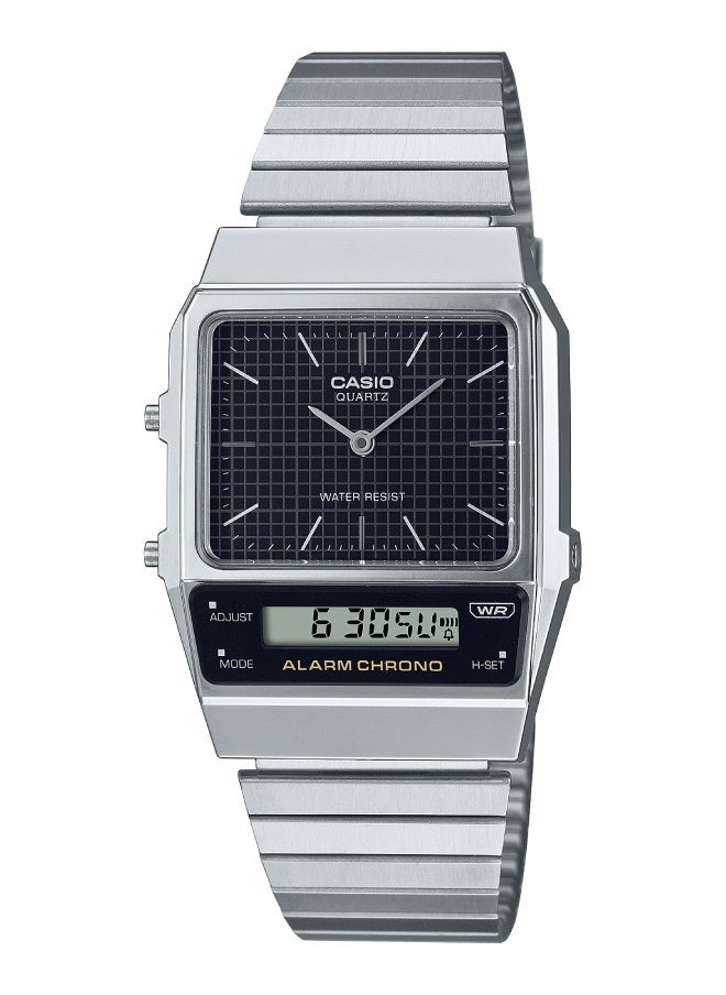 CASIO Unisex Dual Time Stainless Steel Band Watch AQ-800E-1A 