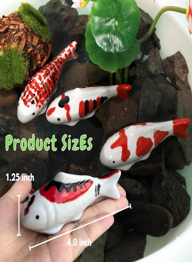 JINYEAH Koi Fish Ceramic Fake Fish 4PCS Koi Pond Accessories Pond Decor Floating Aquarium Decor Birdbath Decor【Red Collection】 - Image 2