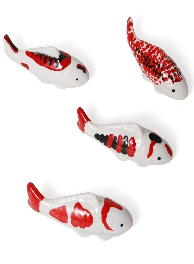JINYEAH Koi Fish Ceramic Fake Fish 4PCS Koi Pond Accessories Pond Decor Floating Aquarium Decor Birdbath Decor【Red Collection】 - Image 1