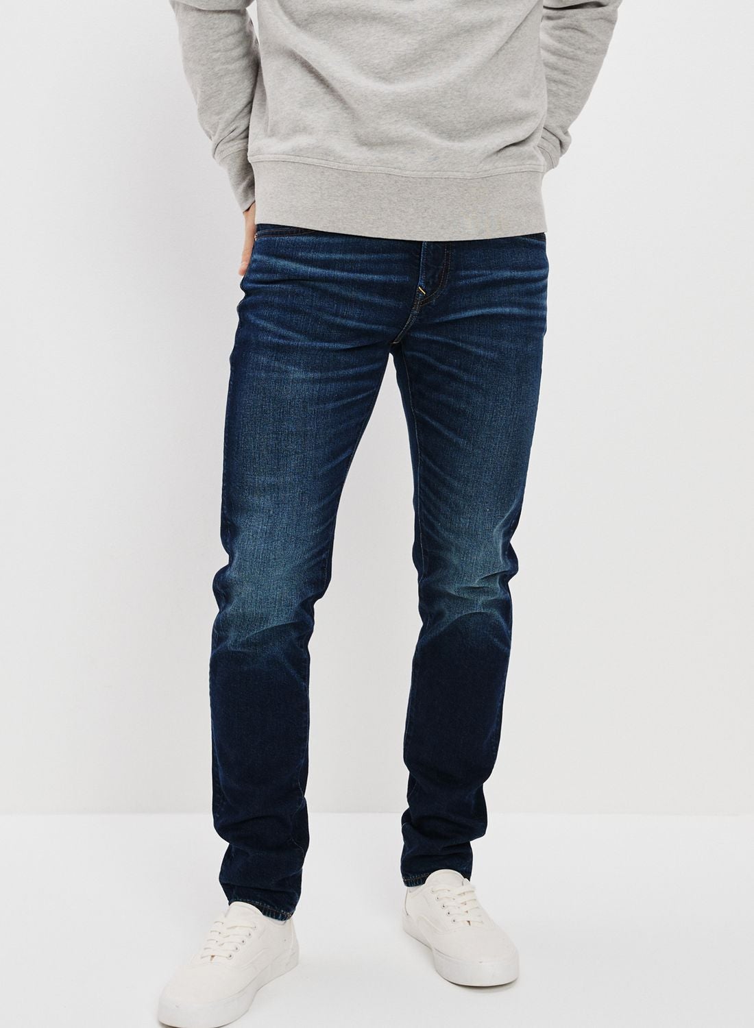 trendyol Men's Dark Blue Waxed Skinny Fit Jeans Denim Pants