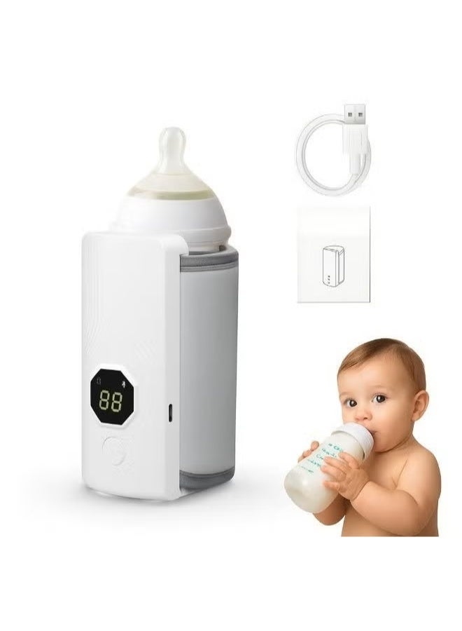 DealX Portable Rechargeable Baby Bottle Warmer with Digital Temperature Display | USB Fast Heating Milk Warmer for Breast Milk & Formula Feeding - Image 1
