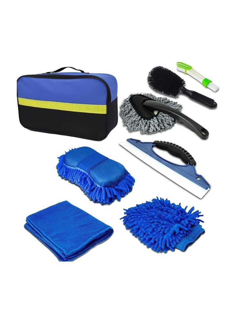 VIUAUAX Car Wash Cleaning Tools Kit Car Detailing Set with Bag,Wash Mitt Sponge Towels Tire Brush Window Scraper Duster Complete Interior Car Care Kit - Image 1