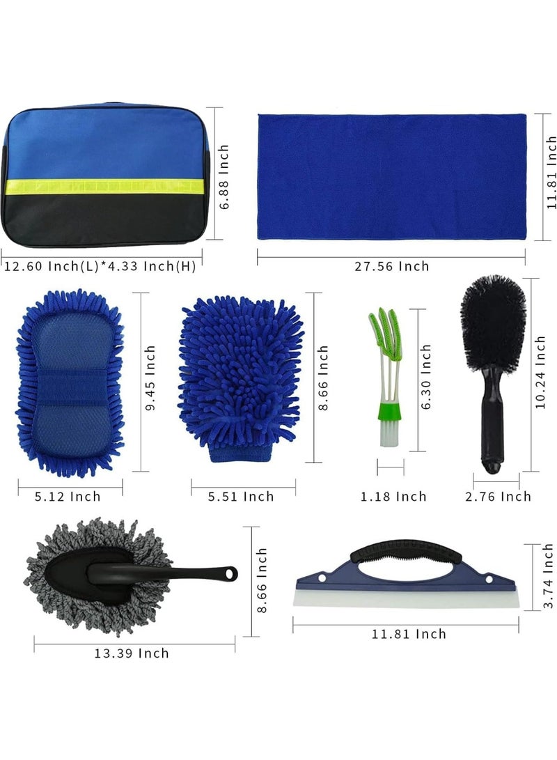 VIUAUAX Car Wash Cleaning Tools Kit Car Detailing Set with Bag,Wash Mitt Sponge Towels Tire Brush Window Scraper Duster Complete Interior Car Care Kit - Image 2