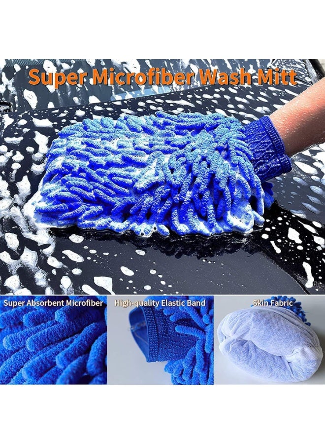 VIUAUAX Car Wash Cleaning Tools Kit Car Detailing Set with Bag,Wash Mitt Sponge Towels Tire Brush Window Scraper Duster Complete Interior Car Care Kit - Image 5