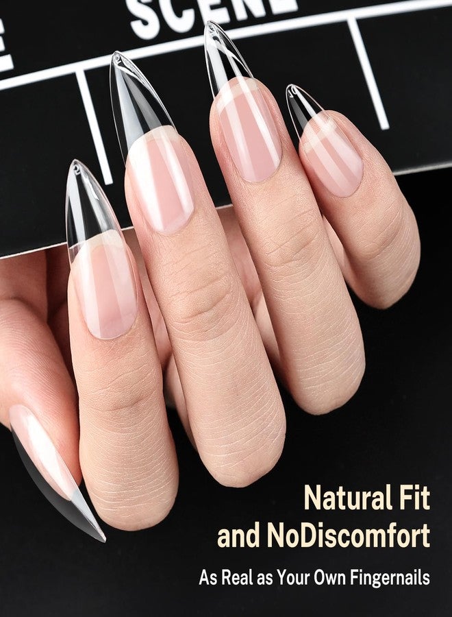 JODSONE Long Almond Nail Tips 240Pcs Soft Nail Gel Tips Half Matte Full Cover Clear Gelly Press on Flase Nail Tips for Extension Nail Manicure Home DIY 12 Sizes - Image 3