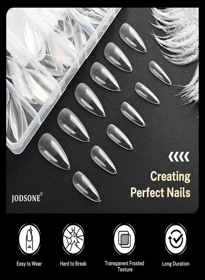 JODSONE Long Almond Nail Tips 240Pcs Soft Nail Gel Tips Half Matte Full Cover Clear Gelly Press on Flase Nail Tips for Extension Nail Manicure Home DIY 12 Sizes - Image 5