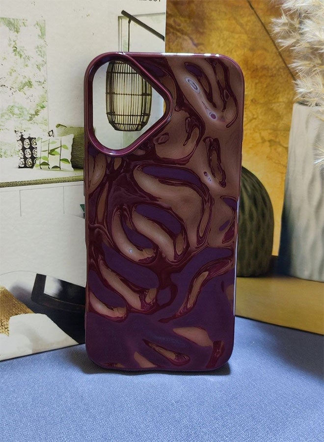 A Premium Case Compatible with the iPhone 17, Featuring a 3D Wave Design, Durable Material For Shock and Scratch Protection, a Comfortable Feel, and a Stylish Look For the iPhone 17 - Burgundy - Image 4