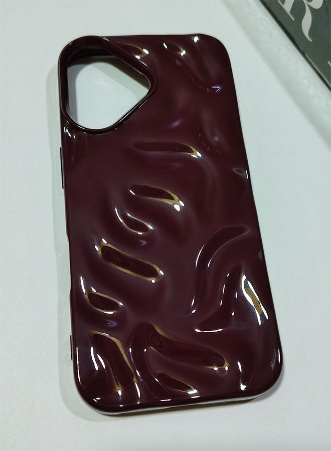 A Premium Case Compatible with the iPhone 17, Featuring a 3D Wave Design, Durable Material For Shock and Scratch Protection, a Comfortable Feel, and a Stylish Look For the iPhone 17 - Burgundy - Image 2
