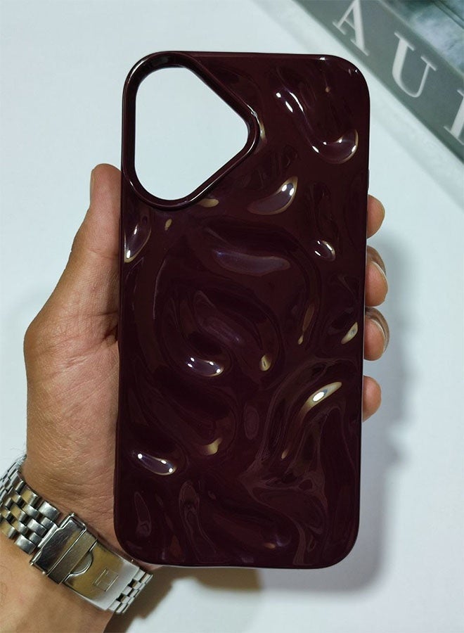 A Premium Case Compatible with the iPhone 17, Featuring a 3D Wave Design, Durable Material For Shock and Scratch Protection, a Comfortable Feel, and a Stylish Look For the iPhone 17 - Burgundy - Image 3